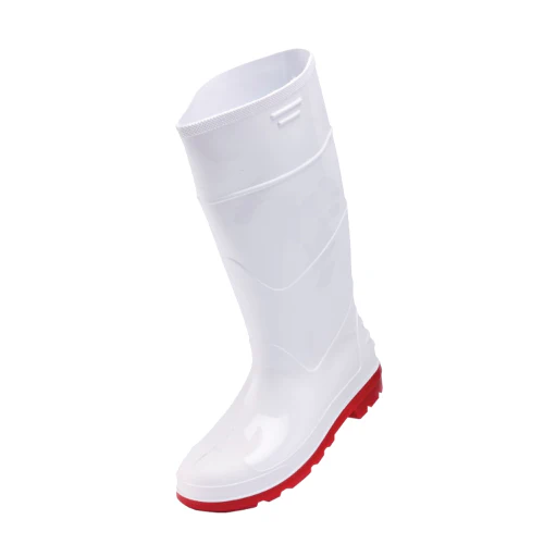 Pioneer Gumboots white with red sole - Non-Steel toe cap