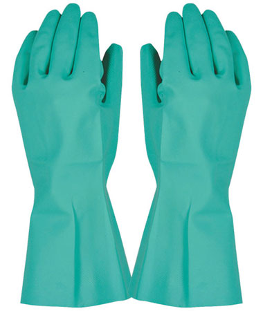 Green Nitrile Flock Lined Gloves